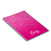 Heet Roze Luxe Glitter en Ombre Notitieboek (Rechterzijde)