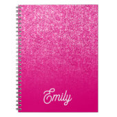 Heet Roze Luxe Glitter en Ombre Notitieboek (Voorkant)