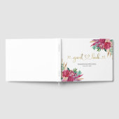 Heet roze magenta bloem elegante gouden script har gastenboek (Volledig)