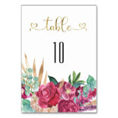 Heet roze magenta bloem elegante gouden script har kaart (Achterkant)