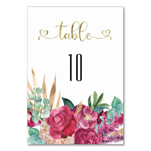 Heet roze magenta bloem elegante gouden script har kaart (Voorkant)