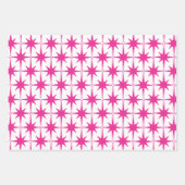 Heet Roze Magenta Helder Retro Starburst Patroon Inpakpapier Vel (Voorkant 2)