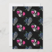 Heet roze & marineblauwe bloemgotische koppel brui kaart (Achterkant)