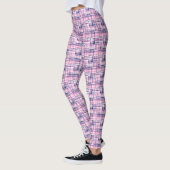 Heet roze marineblauwe Madras patchwork stijl geru Leggings (Links)