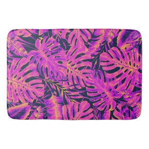 Heet Roze & Marineblauwe Tropische Palmbladeren Ei Badmat