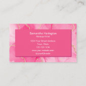 Heet Roze Marmer Script Foto Make-up Visitekaartje (Achterkant)