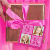 Heet Roze Meisje Fotocollage Custom Verjaardagsfee Bedankjes Labels