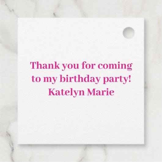 Heet Roze Meisje Fotocollage Custom Verjaardagsfee Bedankjes Labels (Achterkant)