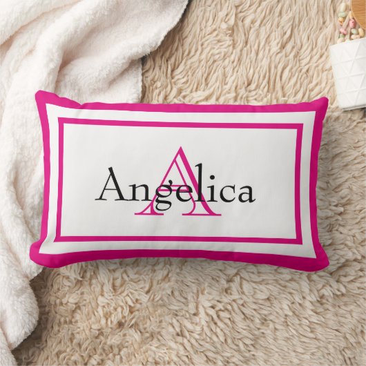 Heet Roze Meisjes Monogram Naam Keepsake Kussen (Deken)