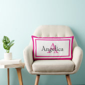 Heet Roze Meisjes Monogram Naam Keepsake Kussen (Stoel)