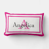 Heet Roze Meisjes Monogram Naam Keepsake Kussen (Voorkant)