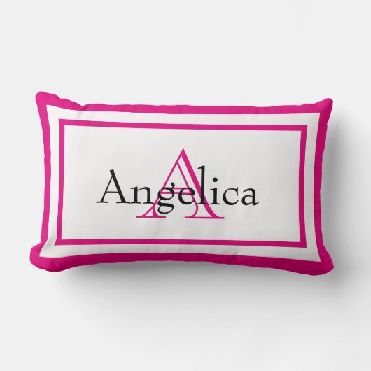 Heet Roze Meisjes Monogram Naam Keepsake Kussen (Voorkant)