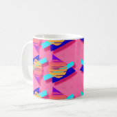 Heet Roze Memphis Neon Driehoek Patronen Koffiemok (Voorkant links)