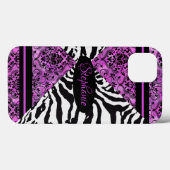 Heet roze met zebra patroon Case-Mate iPhone case (Achterkant (horizontaal))
