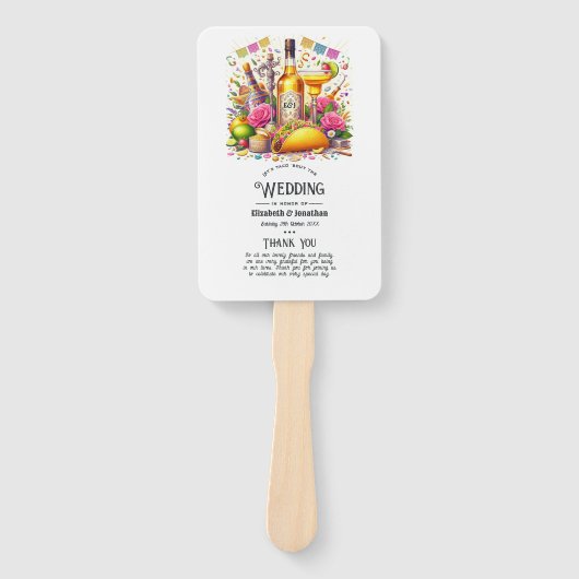 Heet-roze Mexicaans feest Tequila Trouwprogramma Handwaaier (Voorkant)