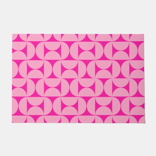 Heet Roze Mid Century Modern Patroon Deurmat (Voorkant)