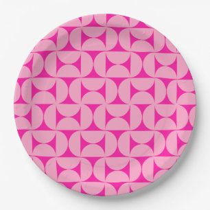 Heet Roze Mid Century Modern Patroon Papieren Bordje
