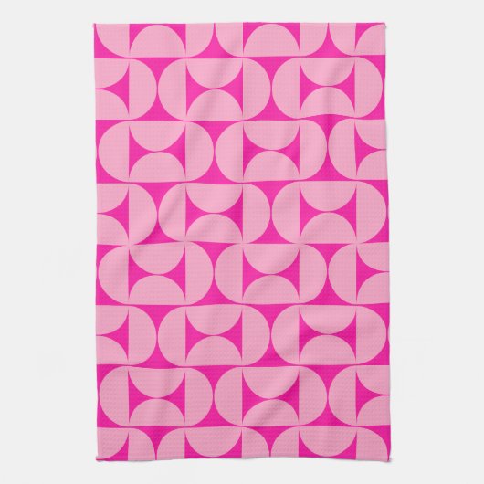 Heet Roze Mid Century Modern Patroon Theedoek (Verticaal)