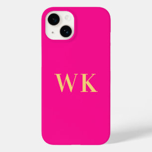 Heet Roze Minimaal Monogram Initiaal Case-Mate iPhone 14 Hoesje