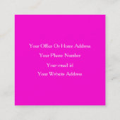 Heet Roze Modern Bold Helder Kleurrijk Eenvoudig K Vierkante Visitekaartje (Achterkant)