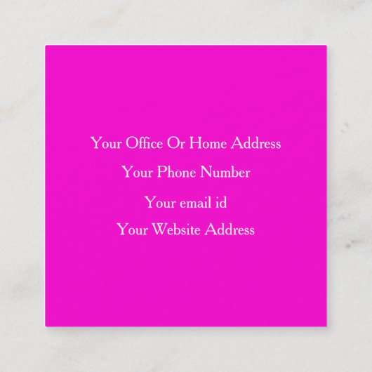Heet Roze Modern Bold Helder Kleurrijk Eenvoudig K Vierkante Visitekaartje (Achterkant)