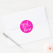 Heet Roze Modern Meisje Boss Ronde Sticker (Envelop)