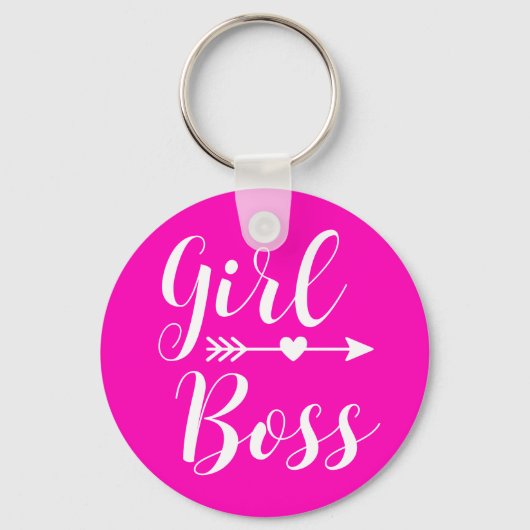 Heet Roze Modern Meisje Boss Sleutelhanger (Voorkant)