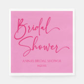 Heet Roze Modern Minimalistisch Bruidsdiner Servet (Voorkant)