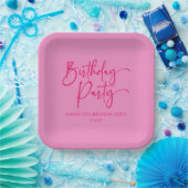 Heet Roze Modern Minimalistisch Verjaardagsfeest Papieren Bordje (Feest)