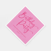 Heet Roze Modern Minimalistisch Verjaardagsfeest Servet (Hoek)