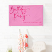 Heet Roze Modern Minimalistisch Verjaardagsfeest Spandoek (Insitu)