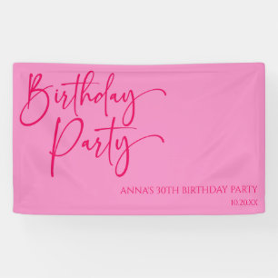 Heet Roze Modern Minimalistisch Verjaardagsfeest Spandoek