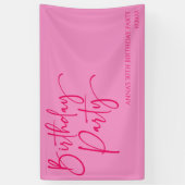 Heet Roze Modern Minimalistisch Verjaardagsfeest Spandoek (Verticaal)