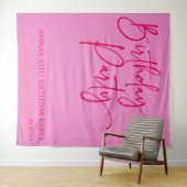 Heet Roze Modern Minimalistisch Verjaardagsfeest Wandkleed (In Situ (horizontaal))