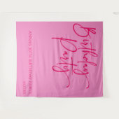Heet Roze Modern Minimalistisch Verjaardagsfeest Wandkleed (Voorkant (horizontaal))