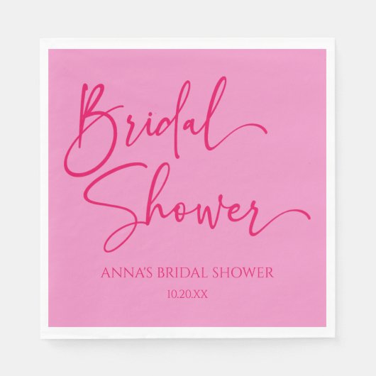 Heet Roze Modern Minimalistische Bruidsdouche Servet (Voorkant)