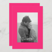 Heet Roze Moderne Eenvoud B/W Foto Save The Date (Voorkant / Achterkant)