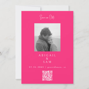 Heet Roze Moderne Eenvoud Z/W Foto  Save The Date
