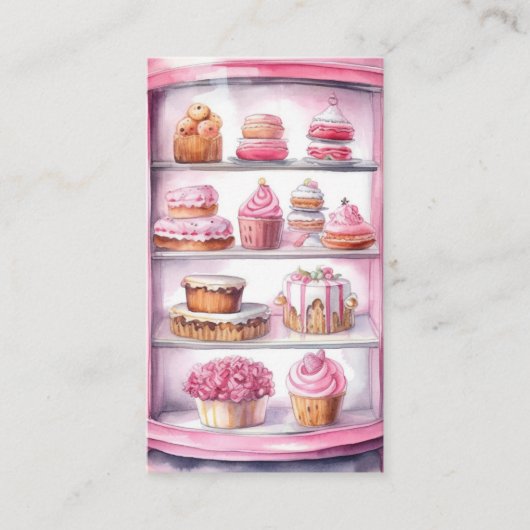 Heet roze moderne kleurrijke bakkerij visitekaartje (Voorkant)
