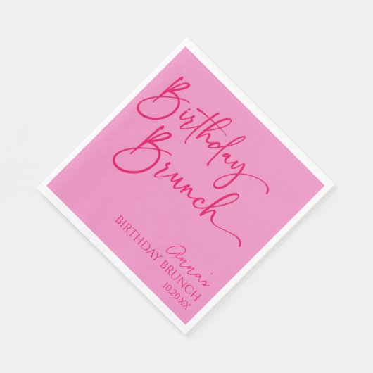Heet Roze Moderne Minimalistische Verjaardag Brunc Servet (Hoek)