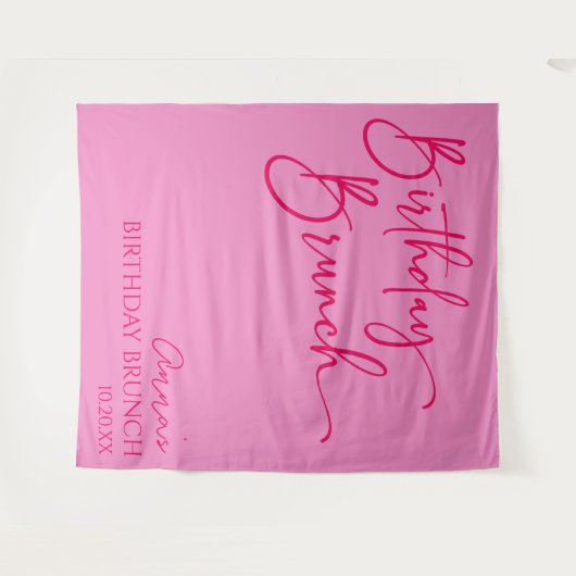 Heet Roze Moderne Minimalistische Verjaardag Brunc Wandkleed (Voorkant (horizontaal))
