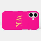 Heet roze moderne monogram-initiaal letters Case-Mate iPhone case (Achterkant (horizontaal))