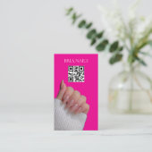 Heet Roze Moderne Nageltechnicus QR-code Visitekaartje (Staand voorkant)