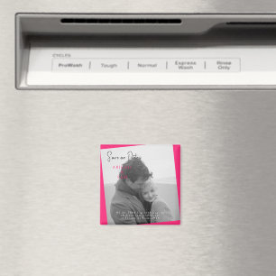 Heet roze moderne Z/W foto Save the Date Magneet