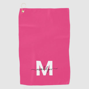 Heet Roze Monogram Golfhanddoek