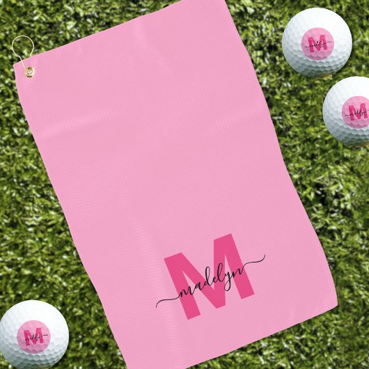 Heet Roze Monogram Golfhanddoek