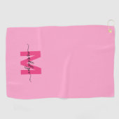 Heet Roze Monogram Golfhanddoek (Horizontaal)