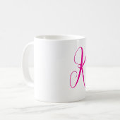 Heet roze monogram initiaal letter trouwcadeau koffiemok (Voorkant links)