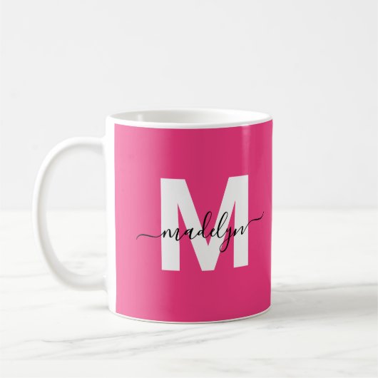 Heet Roze Monogram Koffiemok (Links)