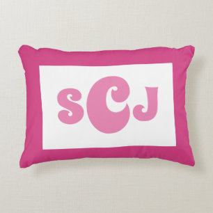 Heet Roze Monogram Meisjesachtig Accent Kussen